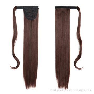 Hot Sale Product Ombre Color Detachable Ponytail Hairpiece Wrap Around Private Label Straight Ponytail Extensions Synthetic Hair